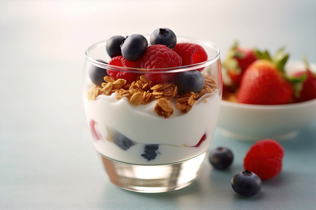 Parfait allo yogurt con frutti rossi